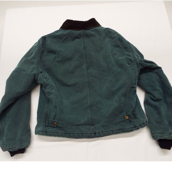 Vintage Carhartt Green Chore Work Jacket Brown Corduroy Collar Fits Like Medium - Picture 2 of 13